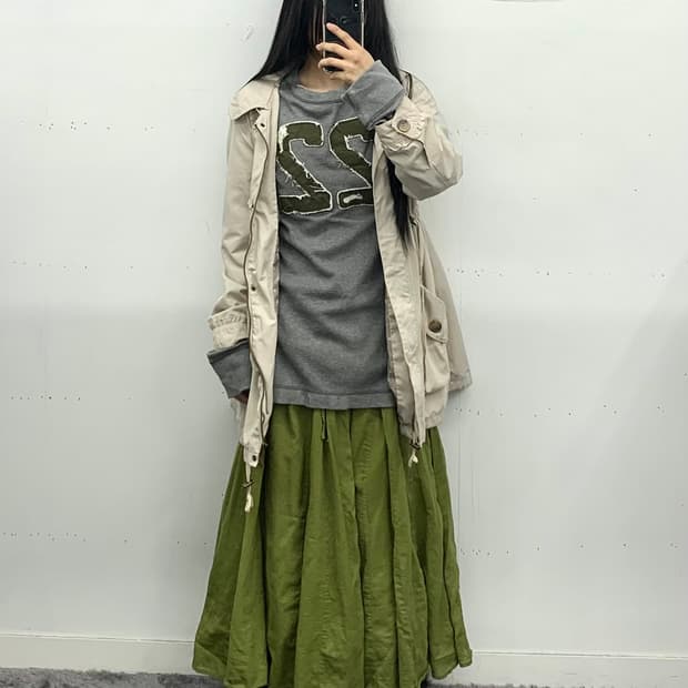 재패니즈 그린 롱스커트