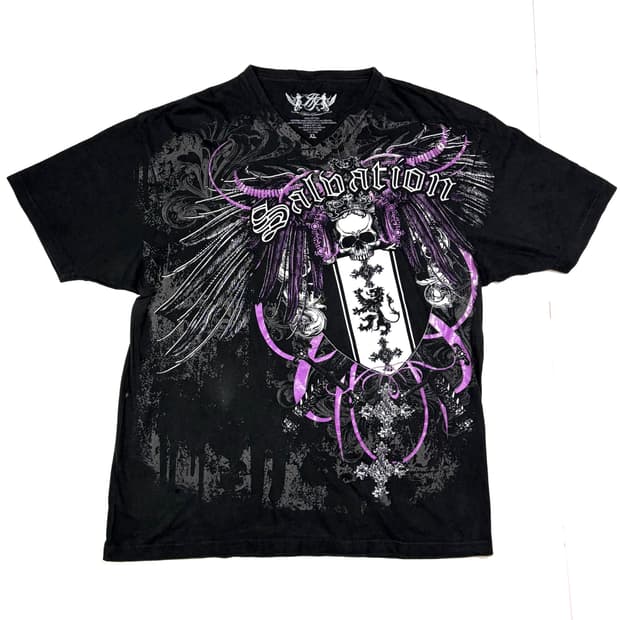 스컬 블랙 빈티지 반팔 XL