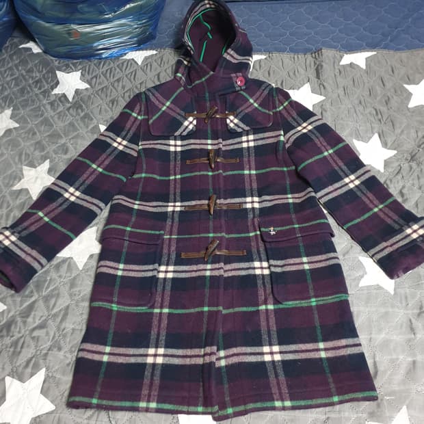 티니위비 빈티지 체크 울 더플코트 퍼플 (M)