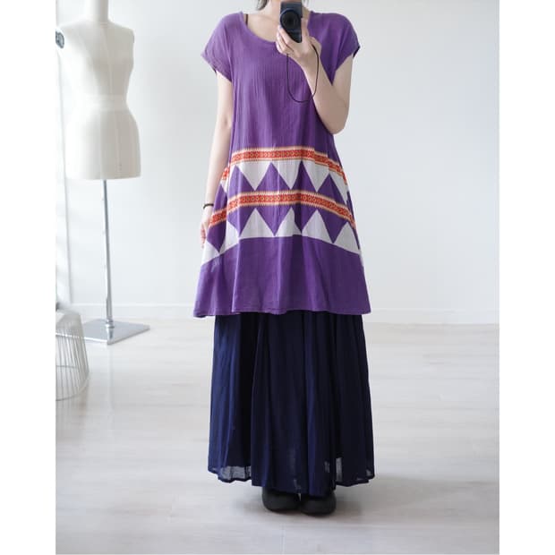 Vintage ethnic purple geometric tunic