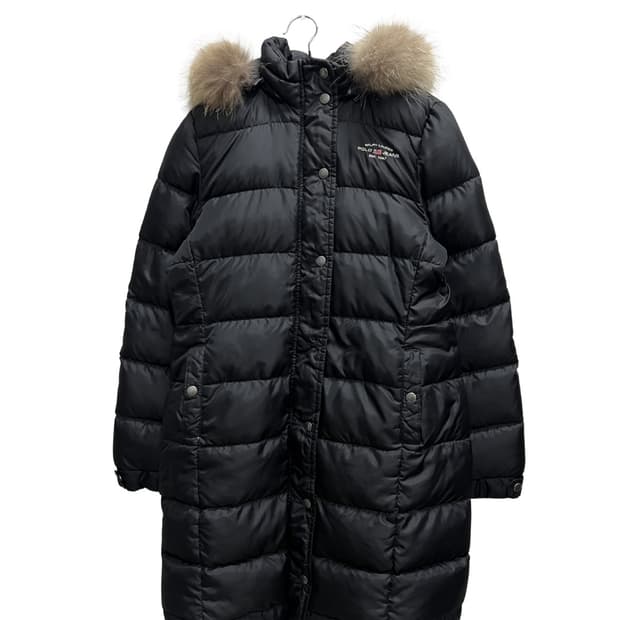 폴로진스 우먼스 덕다운 롱 패딩 자켓 블랙