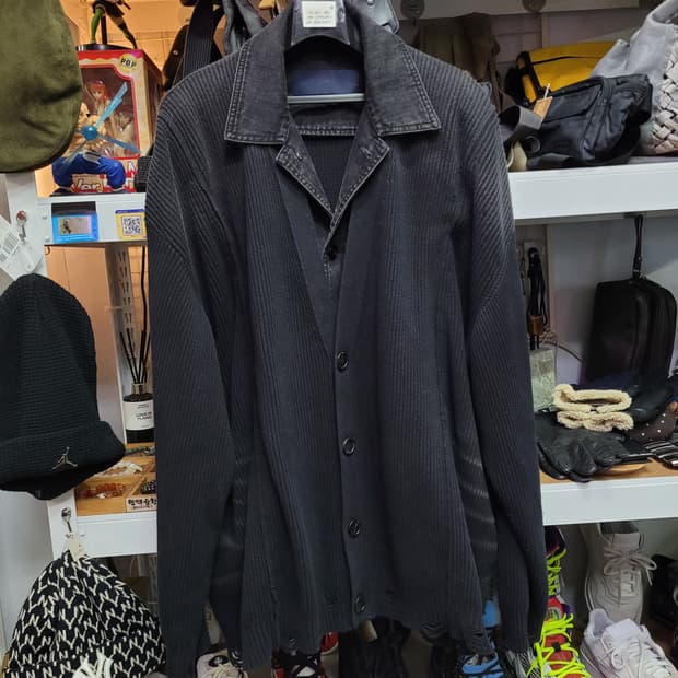 Juun.j 준지 블랙 데님 트러커 가디건