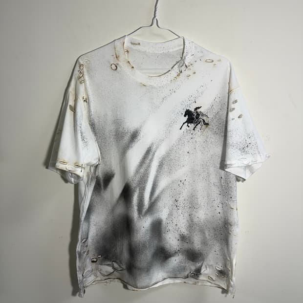 빈티지무드 그릴드 디스트로이드 워싱 반팔 