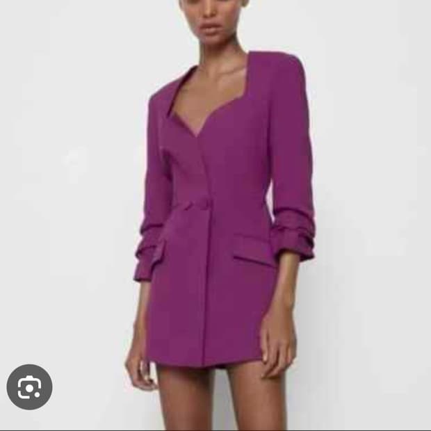 [새상품/S] 자라(ZARA) 스퀘어넥 셔링 슬리브 점프수트 (퍼플)