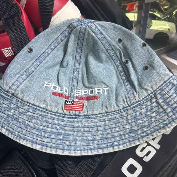 90s 폴로스포츠 데님 벙거지 usa