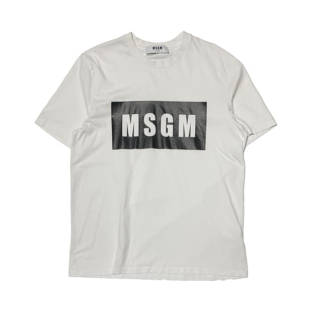 MSGM 박스로고 반팔 티셔츠 화이트