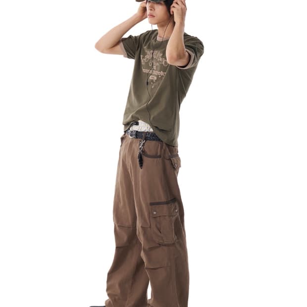 Aakam Knee Pin-tuck Contrast Cargo Pants