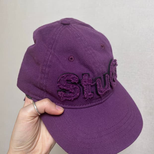 스투시 퍼플 볼캡 모자