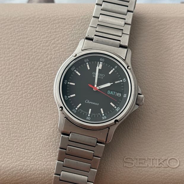 Seiko 세이코 쿼츠 Chronos 블랙 Day-Date 1983