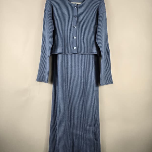 [무료배송]GU 지유 L 니트 롱 원피스 가디건 세트 셋업 유니클로