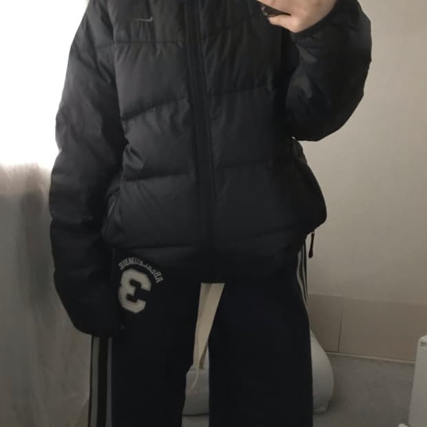 나이키 블랙 투웨이 후드 패딩