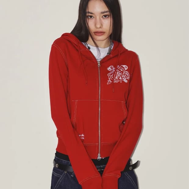 엔와이엑스엑스 BURST INTO ROSE HOOD ZIP-UP RED