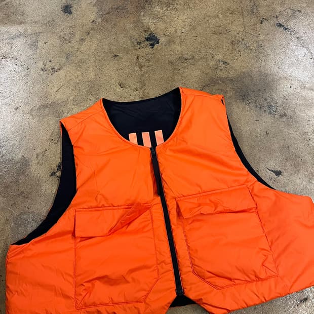 [정품/2XL] 아디다스 오렌지 블랙 패딩 조끼 b17