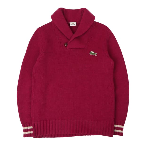 라코스테 버건디 숄카라 니트