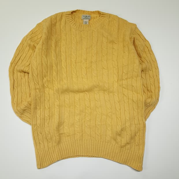CL353 L 엘엘빈 90s 00s 램스울 케이블 옐로우 니트 스웨터
