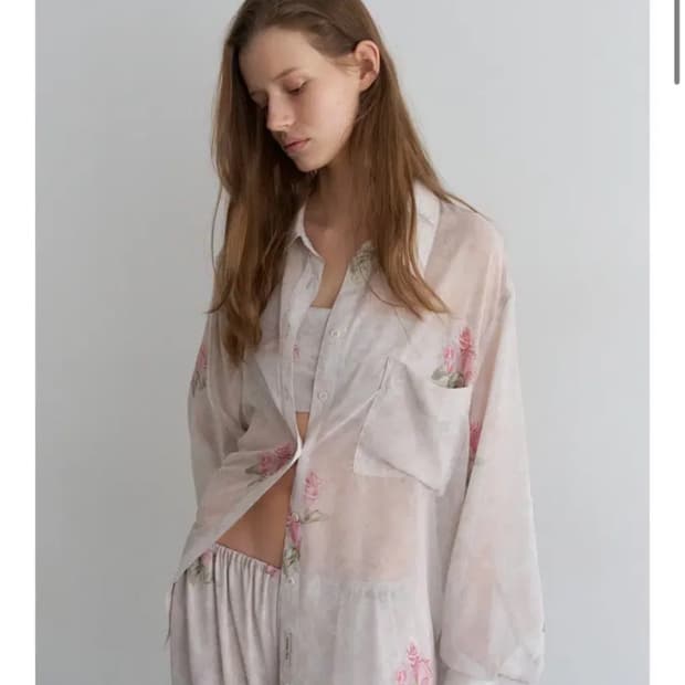 오버듀플레어 VINTAGE ROSE CHIFFON SHIRT&PANTS 
