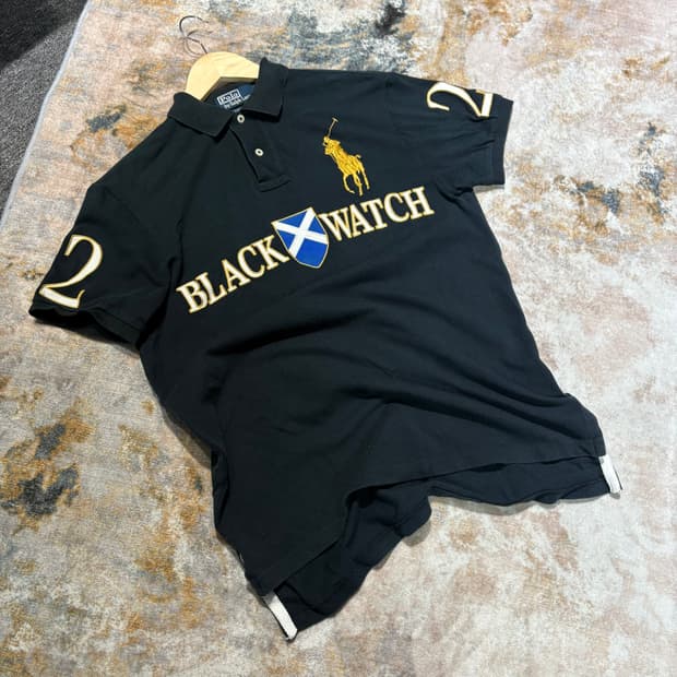 폴로 블랙와치 골드빅포니 카라셔츠