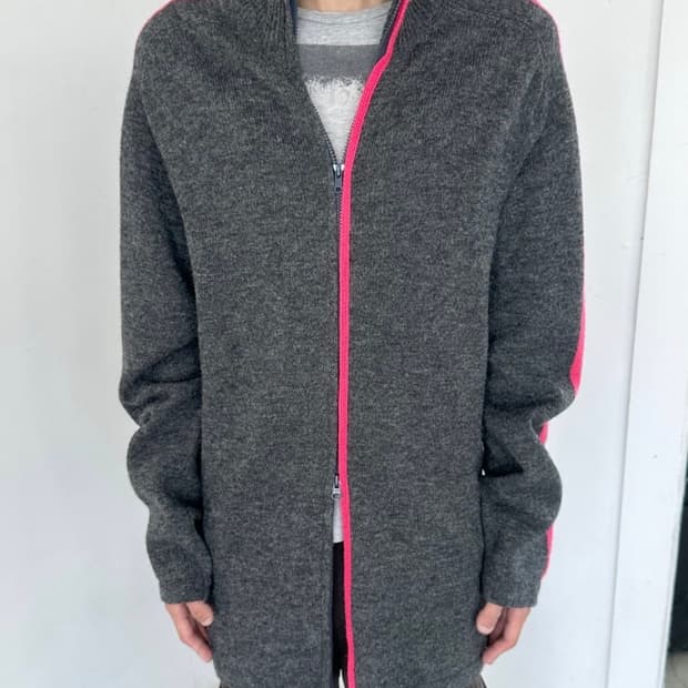 02aw 요지 뿌르옴므 핑크라인 울 집업