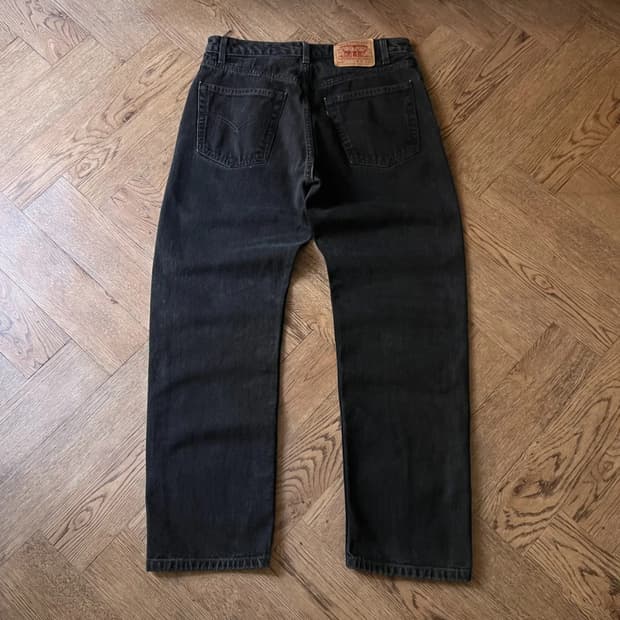 [34]00's 리바이스 USA 505 레귤러 스트레이트 흑청 데님 팬츠