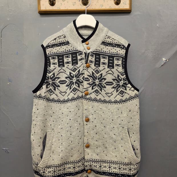 일본빈티지노르딕 패턴니트 베스트 조끼