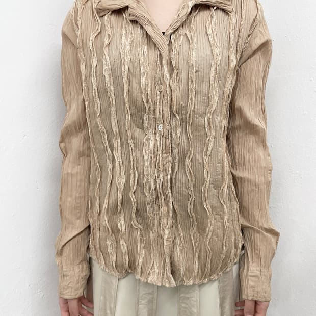 이세이미야케 플리츠 레이스 블라우스 *레어