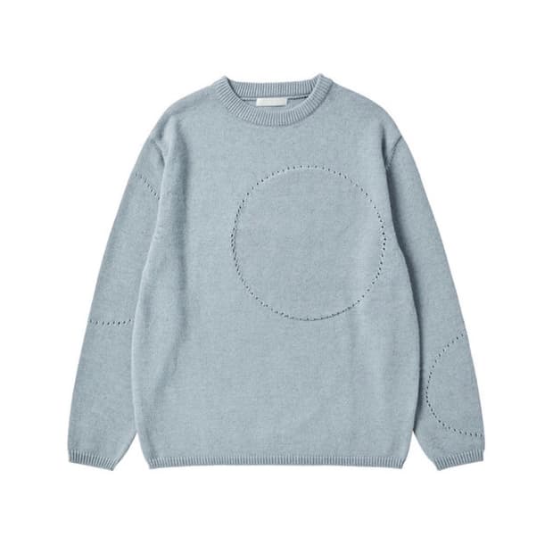 [1] 월스와일무브먼트 리버스 서클 크루넥 니트(페일블루)