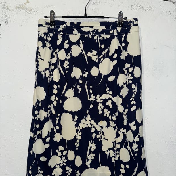 빈티지 플라워 새틴 스커트