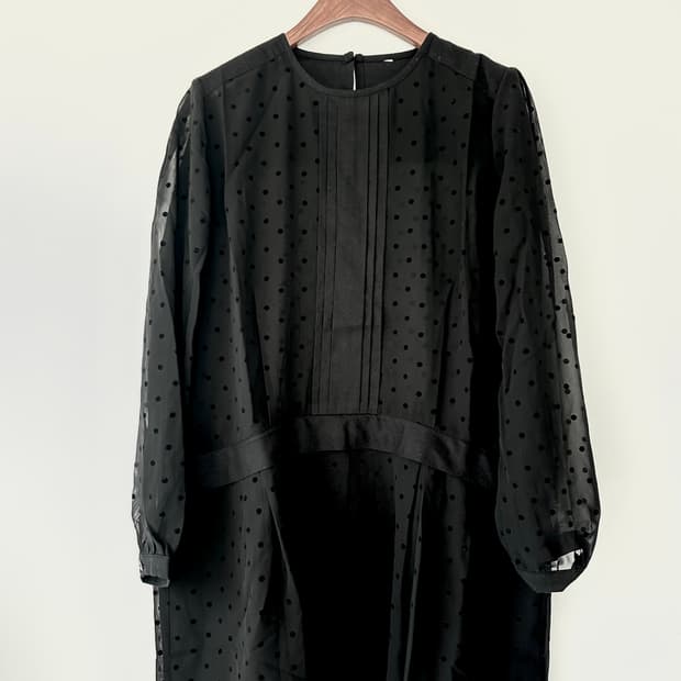 블랙 땡땡이 쉬폰 원피스 black velvet dot chiffon