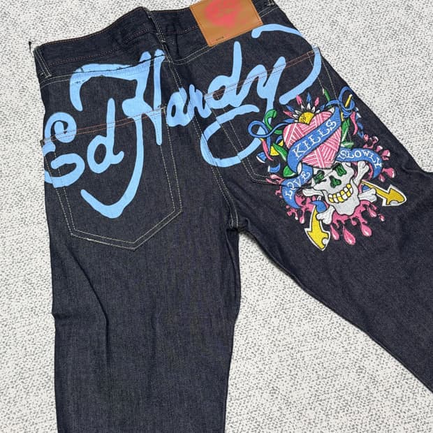 에드하디 데님 ed hardy 새깅 팬츠