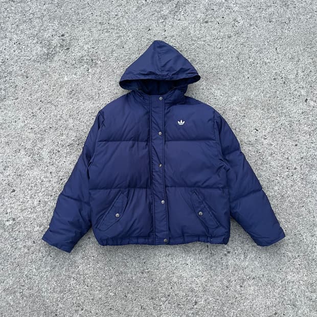 90s Adidas 파이어버드 구스 다운 네이비 패딩