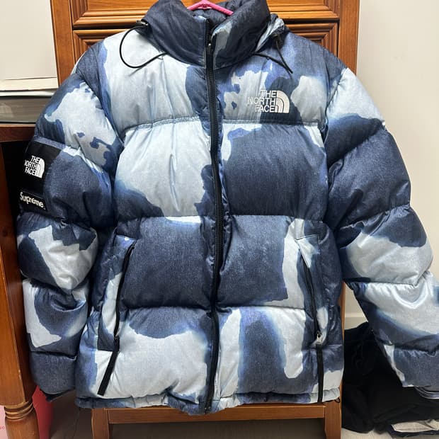 슈프림 노스페이스 블리치드 데님 프린트 눕시 