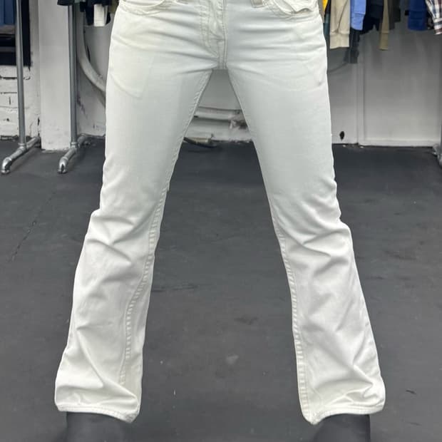 트루릴리전 레인보우 화이트 데님팬츠