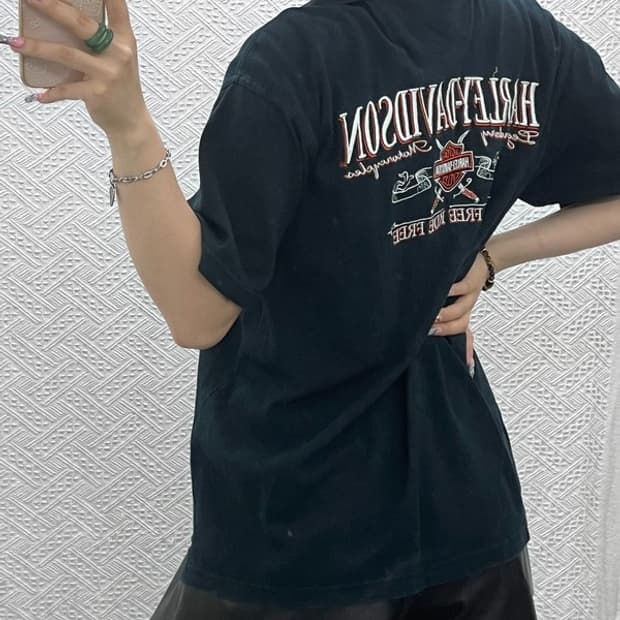 할리 데이비슨 올드스쿨 펑크 모터레이싱 반팔 카라티 100 C12624