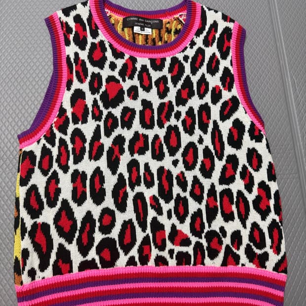 (M) 꼼데가르송 옴므 플러스 18SS 레오파드 니트 베스트