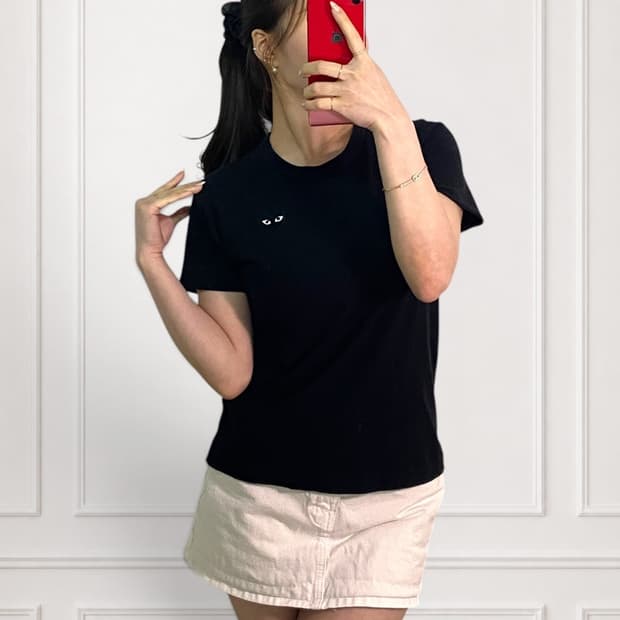 꼼데가르송 블랙와펜 라운드티