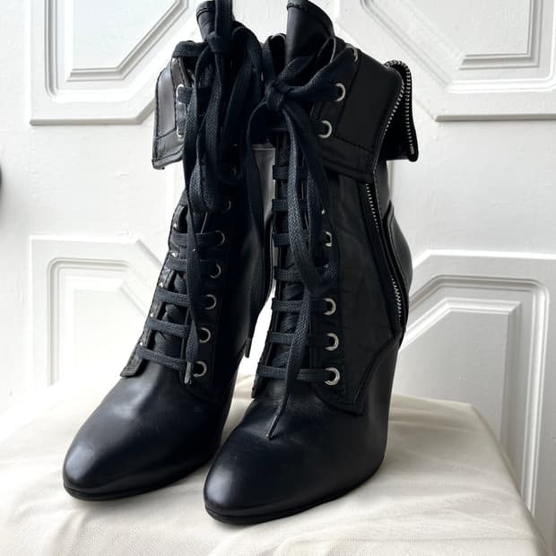 Balmain 쥬세페×발망 블랙 레이스업 힐 부츠 36