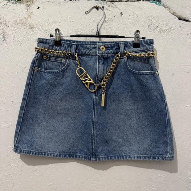 마이클코어스 데님 벨트 미니스커트