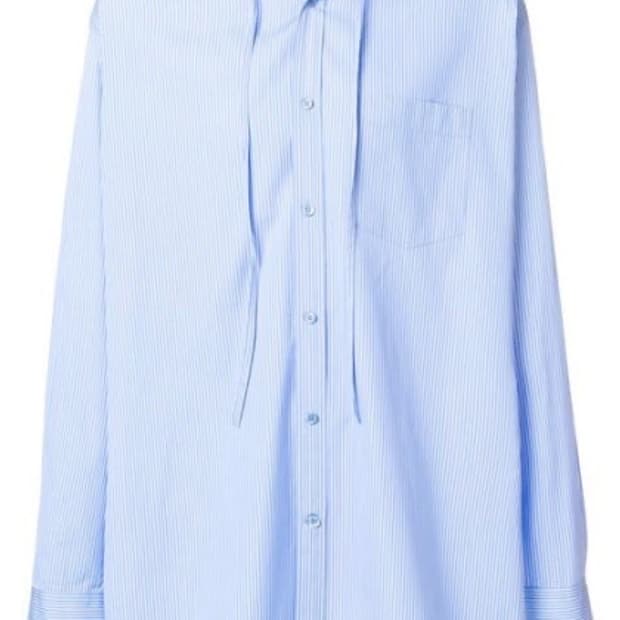 [40] 17fw 발렌시아가 런웨이 컬렉션 모델 스트라이프 후드 셔츠