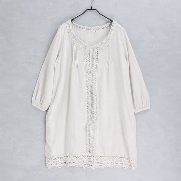 earth music _ linen blend dogie lace ops