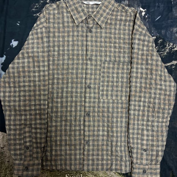 자라 체크셔츠 L