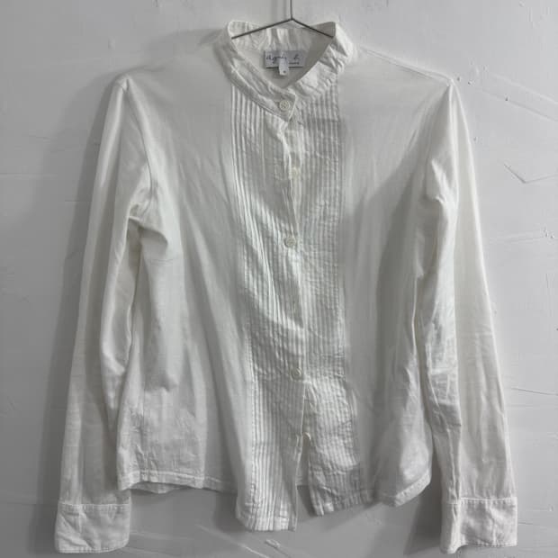agnes b white pintuck blouse