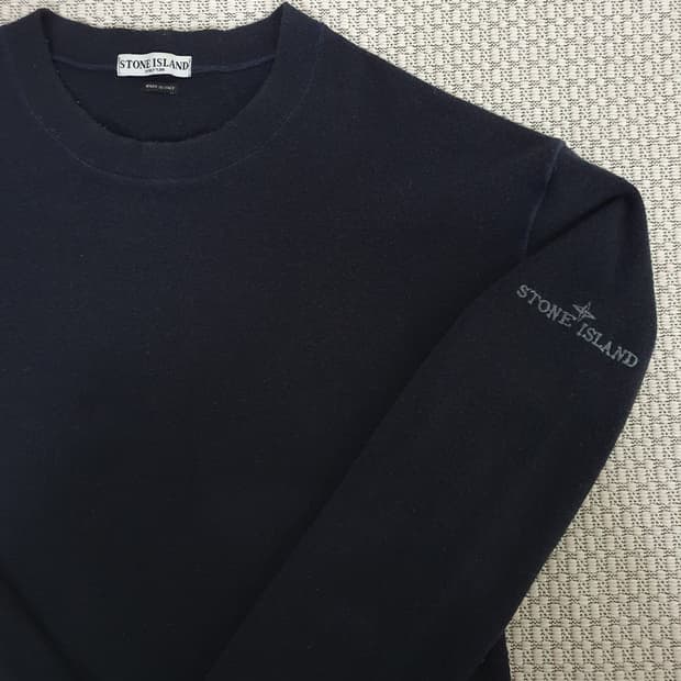 90s Embroidered Spell Out Navy (L) 
