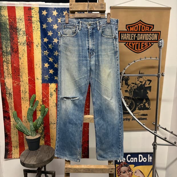 00s 리바이스 503 루즈핏 레더탭 빈티지워싱 데님팬츠 N389