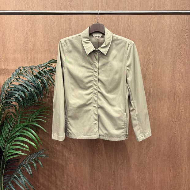 S 막스마라 칼라넥 자켓 히든 버튼 포켓 후면 원 턱 디테일 베이지