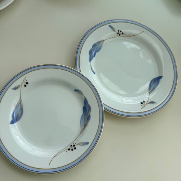 빈티지 블루플라워 원형 접시 2p 행남자기