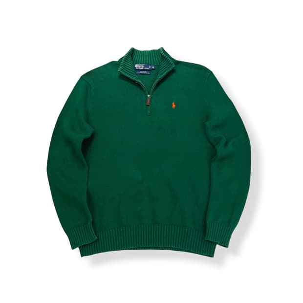 100 폴로랄프로렌 코튼 그린 니트 반집업