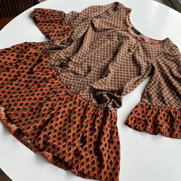 빔즈 Ray BEAMS 벨소매 프릴원피스 블라우스