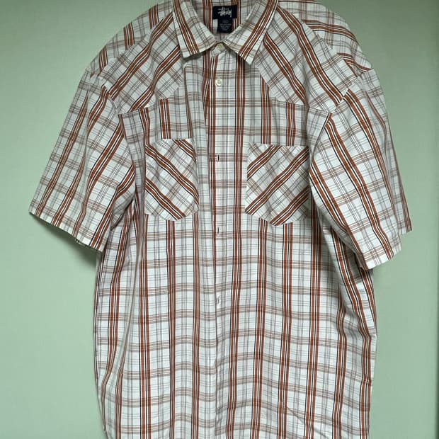 스투시 반팔 체크셔츠