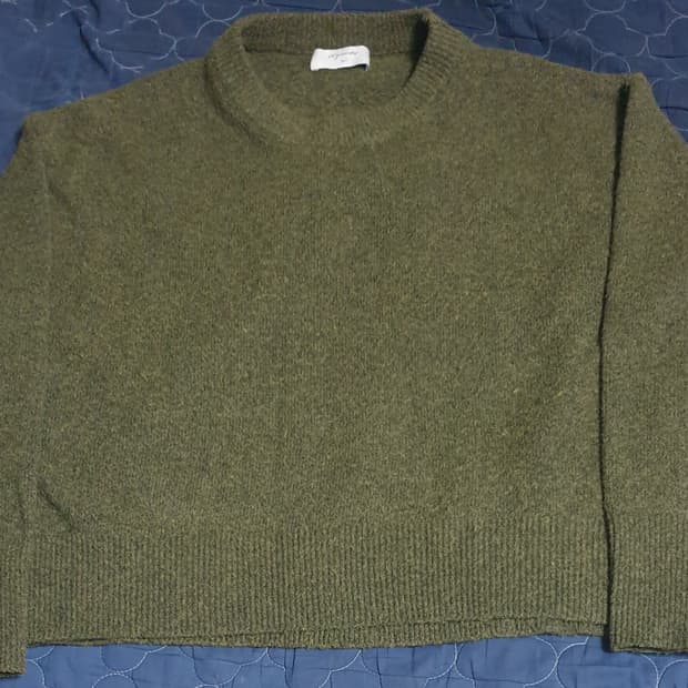 오버핏 긴팔니트 카키 (XL).