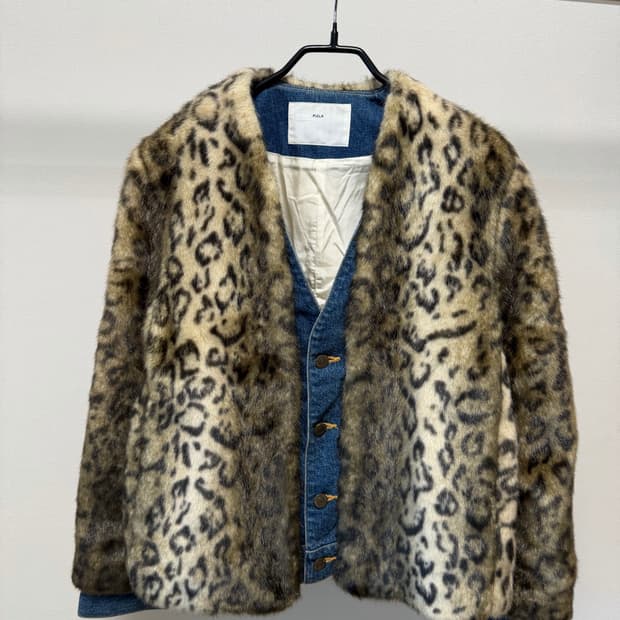 TOGA PULLA Leopard Faux Fur Denim Jacket
